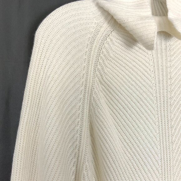 Theory Moving Rib 100% Cashmere Sweater Oversized Cream Sz L - Picture 8 of 16